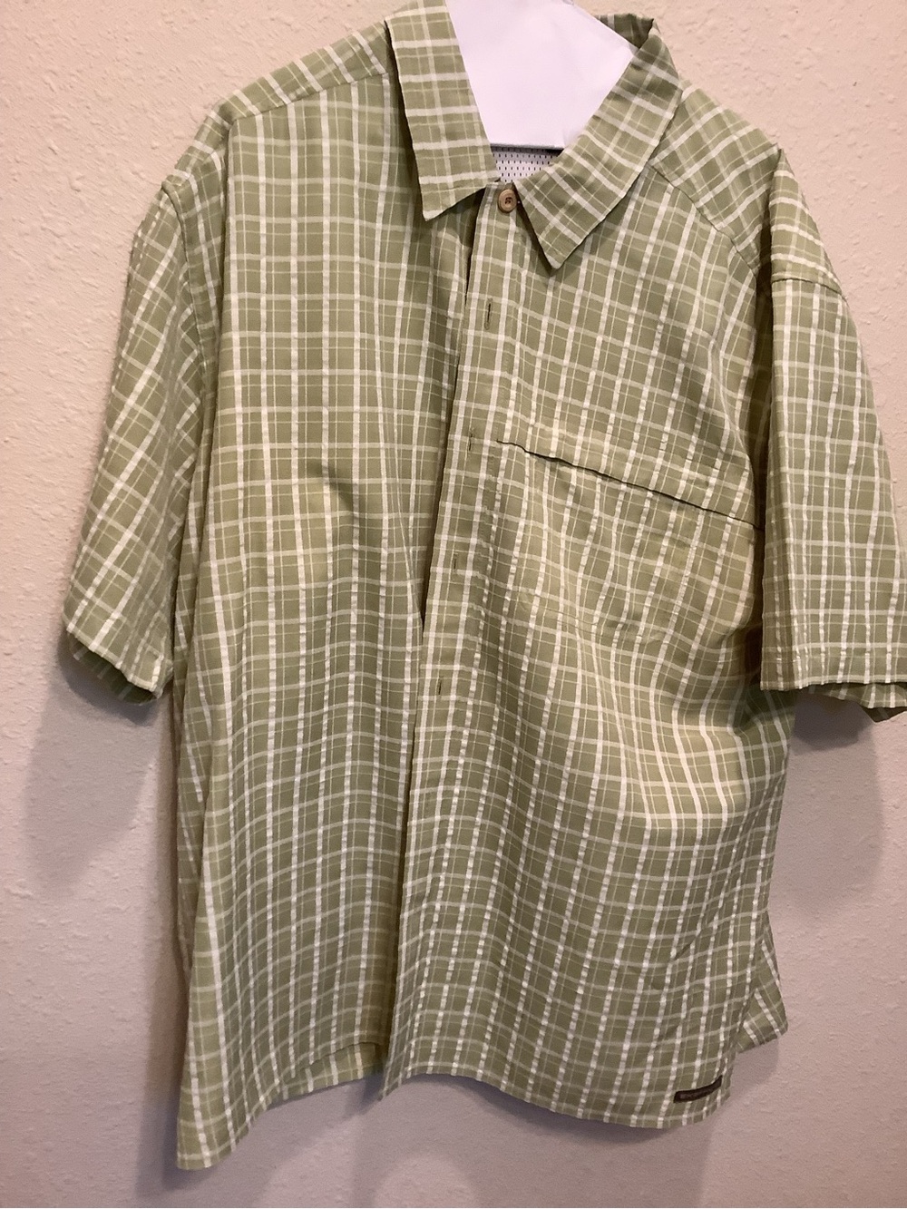 Exofficio Sage Green Plaid Short Sleeve Button-Down